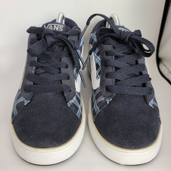 Vintage Vans Mercer Blue Plaid with White Side Stripe Suede Sneakers Womens US 9 - Picture 3 of 7